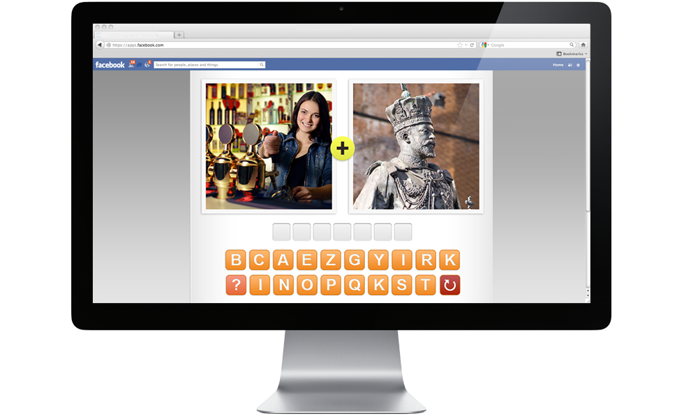 Play 4 Pics 1 Word Game on Facebook from your computer